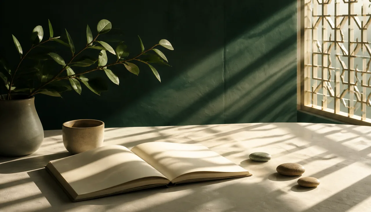 A quiet illustrated space for reading and reflection